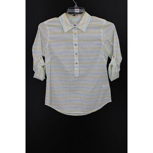 VINEYARD VINES ROLL CUFF HALF BUTTON FRONT BLOUSE WOMENS SIZE 4 MULTI COLOR